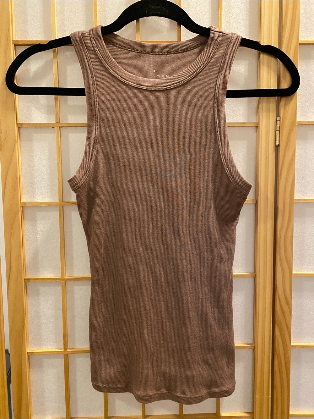 a new day Women's Brown Ribbed Tank Top - Sleeveless Crew Neck